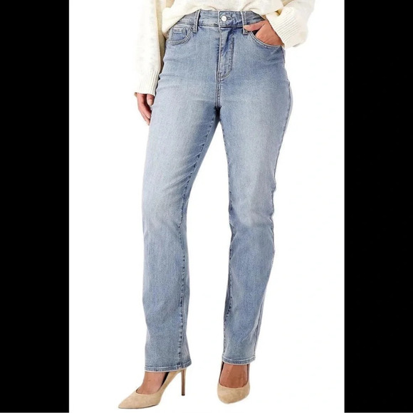 NYDJ Curves 360 Shaper Marilyn Straight Leg Stretch Jeans Thistle Falls 14P Nwt - Picture 5 of 10